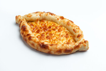 Khachapuri. Traditional cheese pie. On a white background.