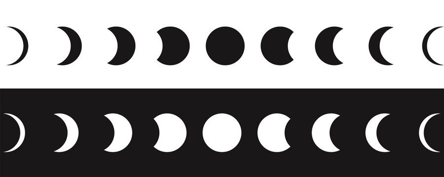 Cycle moon phase simple icon set. Isolated on white background.  Vector Illustration eps10