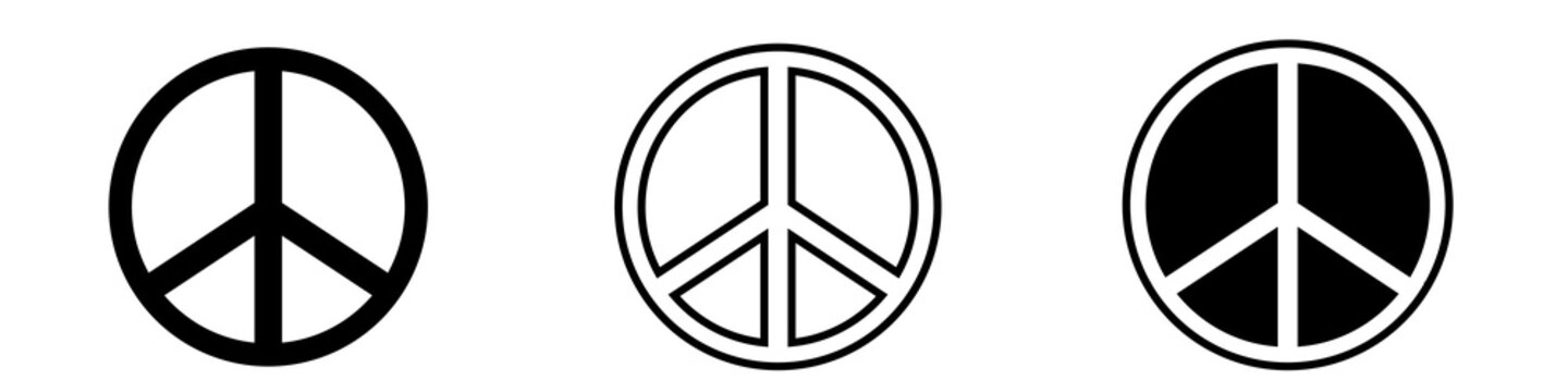 Peace symbols icons set isolated on white background. International symbol. Vector illustration