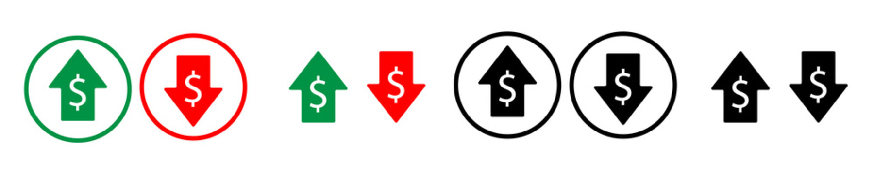 Dollar up down symbol. Flat  color style. Icons design on white background. eps10