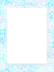 水彩タッチの水色のアジサイの花のピクチャーフレーム