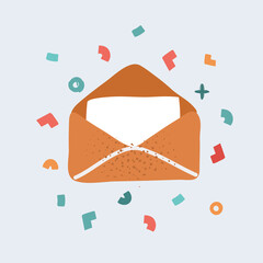 Vector illustration of open envelope with letter inside.