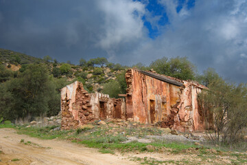 Fototapeta na wymiar Ruins in a very beautiful valley in Andalusia near Villanueva de la conception, Spain