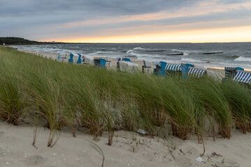 The view of Zempin beach in the evening.