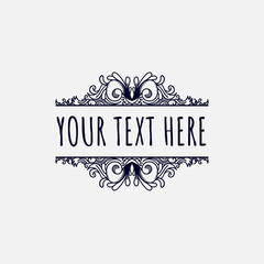 vintage flourish ornament frame blak and white style