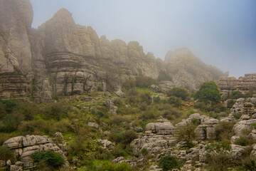 A walk in the National park Torcal de Antequera, Andalusia, Spain