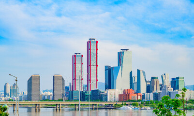 Cityscape view of Yeouido, Seoul at day time