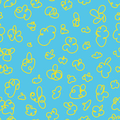 Ukrainian ornament in blue, yellow colours. Vector Seamless pattern. Abstract Background wallpaper design