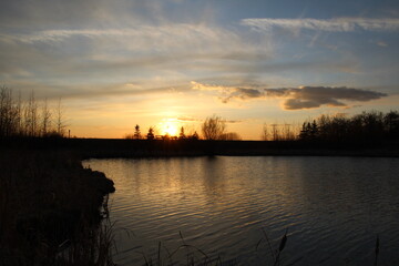 sunset over lake