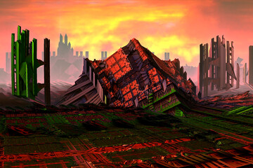 Fantasy illustration. Destruction.