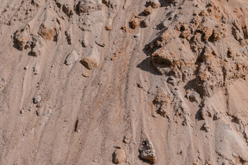 Sand texture closeup. Sand background. Top view.