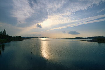 我孫子市手賀沼の夕日