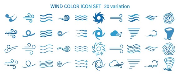 Fototapeta Icon set related to wind and waves obraz