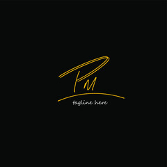 Initial Letter Pm Logo - Handwritten Signature Logo