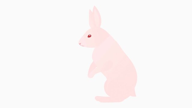 シンプルなウサギが周りを警戒しながら走るループアニメーション