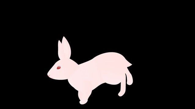 シンプルなウサギが走るループアニメーション、透過背景