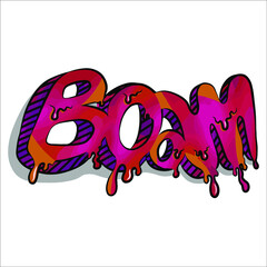 Colorful Boom Letter Illustration.