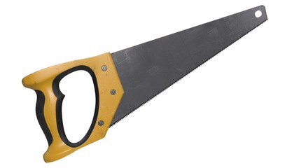 A beautiful 3d illustration with hacksaw on a white background.