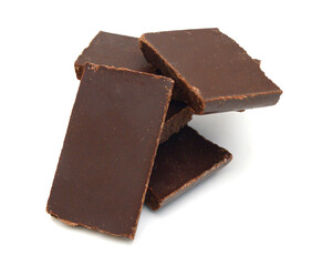 Chocolate pieces on white background