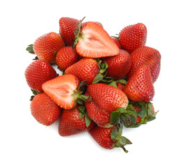 Fresh red ripe strawberry isolated on white, macro image 