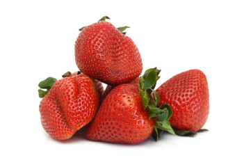 Fresh red ripe strawberry isolated on white, macro image 