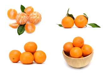 Ripe mandarin citrus isolated tangerine mandarine orange on white background.