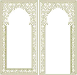 A set of two design elements. Two frames with arabic pattern .