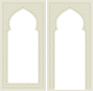 A set of two design elements. Two frames with arabic pattern .