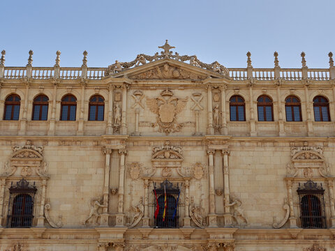 Plateresque facade of the University of Alcala de Henares. Alcal&aacute; de Henares is UNESCO World Heritage Site. Community of Madrid, Spain, Europe