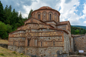 Fototapeta na wymiar Church in Mystras. Mystras or Mistras is a fortified town in Laconia, Peloponnese, Greece. It served as the capital of the Byzantine Despotate of the Morea.