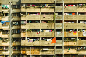 Poor apartment houses in Mumbai, India