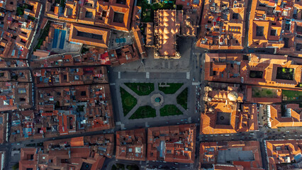 Aerial photography of the city. Plaza de armas de cusco. drone photography