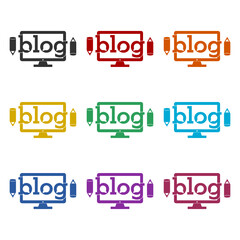 Blog monitor icon color set