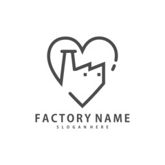 Love Factory logo design vector, Creative Factory logo design Template Illustration