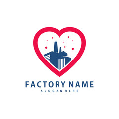 Love Factory logo design vector, Creative Factory logo design Template Illustration
