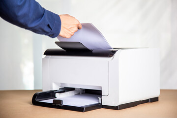 Printer, copier, scanner in office. Workplace ,photocopier machine for scanning document printing a...