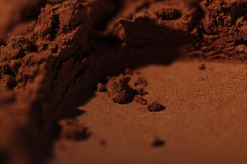 Close-up brown cocoa powder natural ingredient