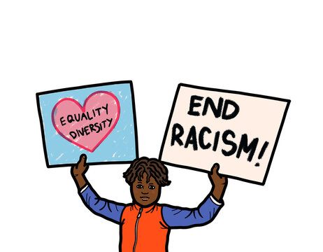 Person holding sign equality diversity anti racism