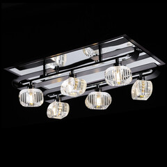 chandelier on black background with wenge wood