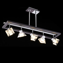 chandelier on black background with wenge wood