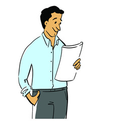 Man reading document. Vector illustration eps 10 on white background