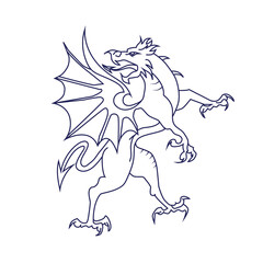 Heraldic dragon stock illustration on white background
