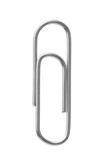 Front view of single steel paper clip