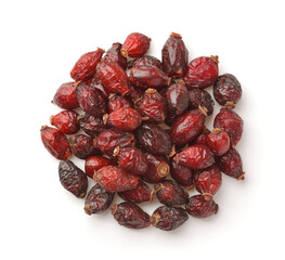 Top view of dried rose hips
