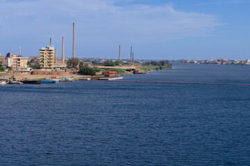 Nile river ,city, sky, water , view, canal, landscape, Egypt