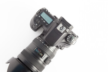 professional reflex camera on white background