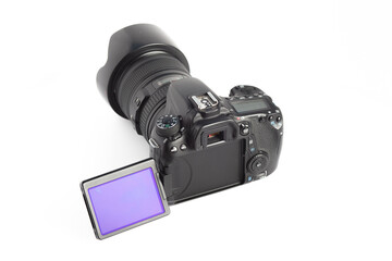 professional reflex camera on white background