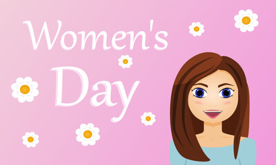 Vector Happy Women's day. Postcard for the women's day holiday.
