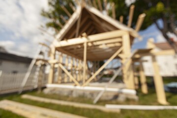 Landscape transform into industrial area, unfinished edifice, under construction