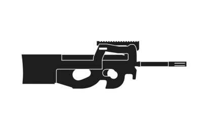 submachine gun fn ps90. weapon and army symbol. isolated vector image for military web design